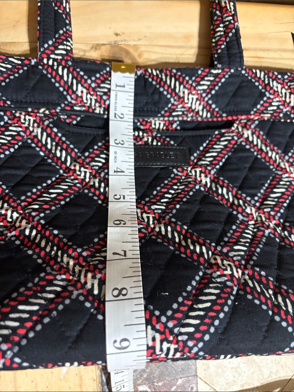 Vera Bradley Quilted Tote in Black, Red & White Plaid - Picture 9 of 10